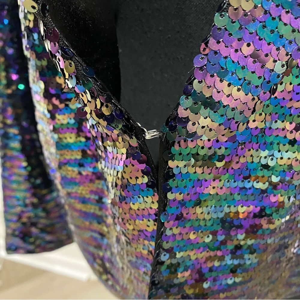 Essue Multi-colored sequin cropped tuxedo jacket Size S - Picture 3 of 6
